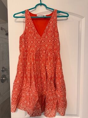 Woman’s  coral Patterned V-Neck Summer Dress